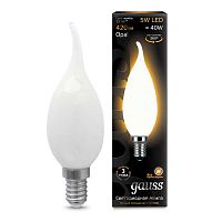Лампа светодиодная филаментная Black Filament 5Вт свеча на ветру 2700К E14 опал | Код. 104201105 | Gauss